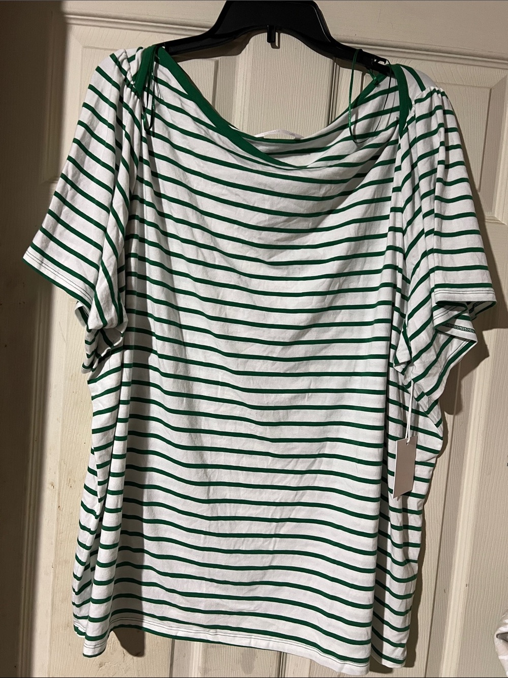 Women’s Green & White Striped Tee